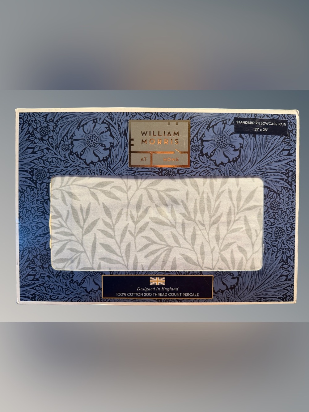 William Morris NWT Standard Pillowcase Set Cream & Sage Leaf Fennel 21” x 28”